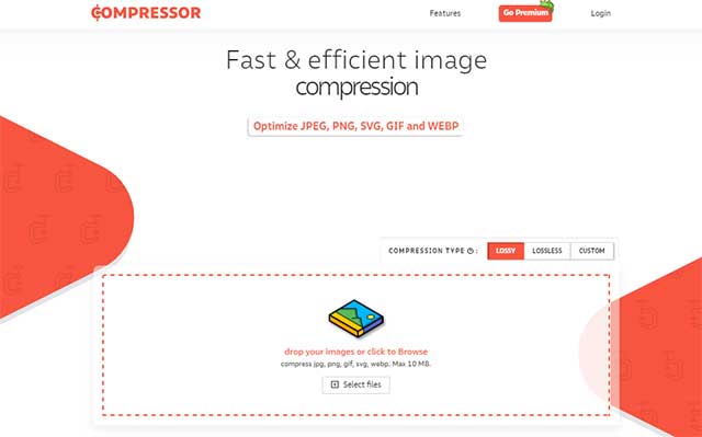 Just upload an image and Compressor will do all the work for you