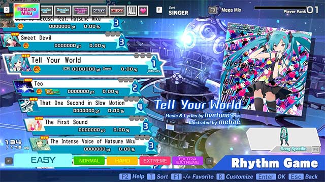 Discover 170 tracks and create custom playlists in Hatsune Miku: Project DIVA Mega Mix+ game