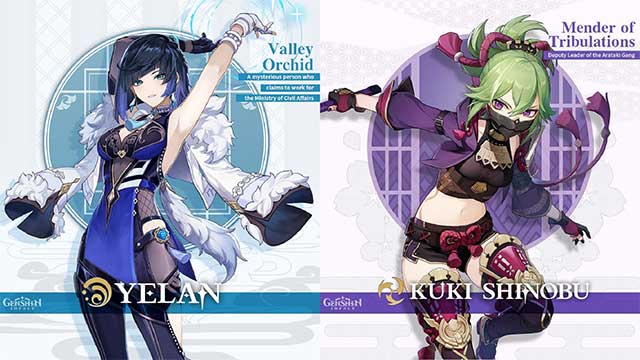 Hai nhân vật mới trong bản cập nhật 2.7 là Yelan và Kuki Shinobu