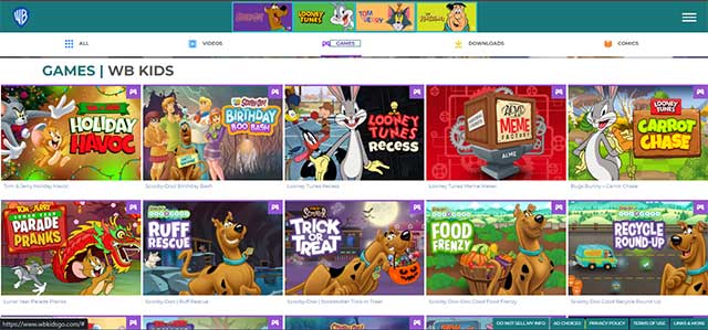 The site also includes games and stories. cartoon-themed downloads and pages
