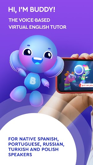 Buddy has a virtual English tutor to help students children learn this language easily