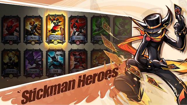 Lots of different stickman heroes to choose from and form a squad