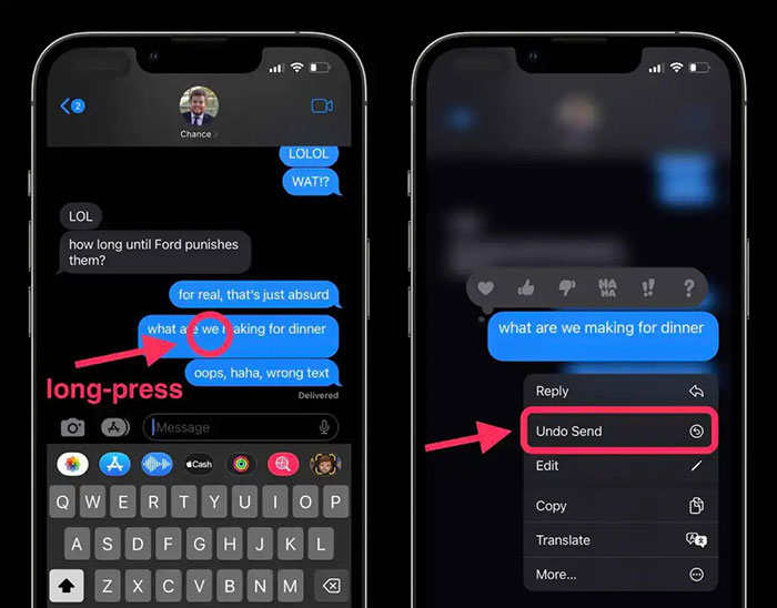 Hướng dẫn thu hồi tin nhắn iMessage trên iOS 16