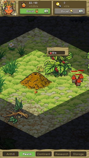 Build your ant nest in the game Idle Ant Colony 