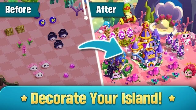 Decorate and beautify the island in the game Merge Kuya Island