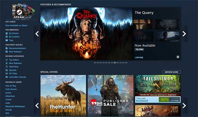 Steam web is a game store and video game distribution service by Valve