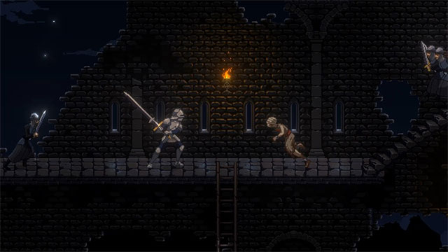 Necrofugitive gives you access to a blazing fast 2D platformer action experience. and dramatic