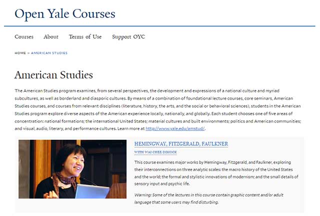 Lectures in Open Yale Courses are available as downloadable audio and video