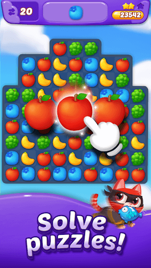  Solve match-3 puzzles in Fruits Duck