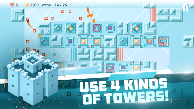 Use 4 different types of towers to attack the enemies
