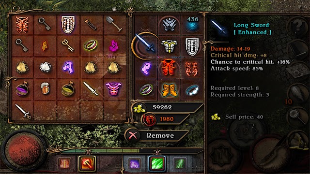 Over 150 different items for you to use in the game Almora Darkosen RPG