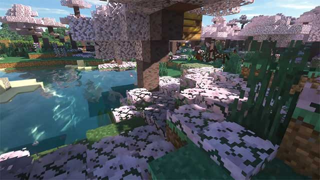 New biome Cherry Blossom Grotto has a relatively beautiful and poetic design