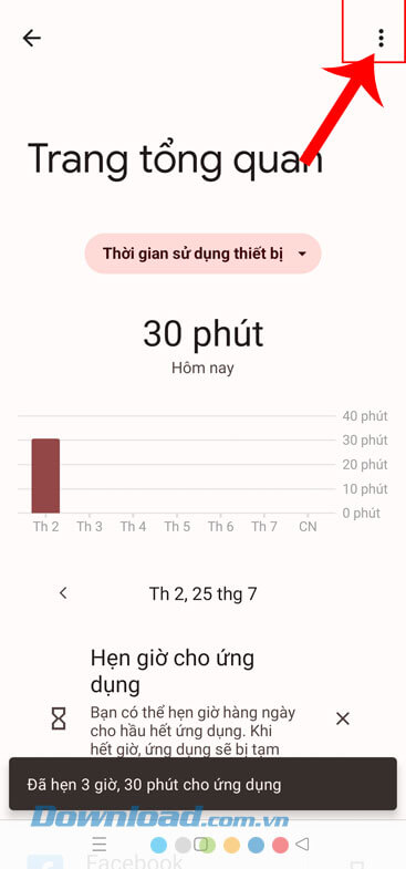 Chạm vào biểu tượng dấu ba chấm