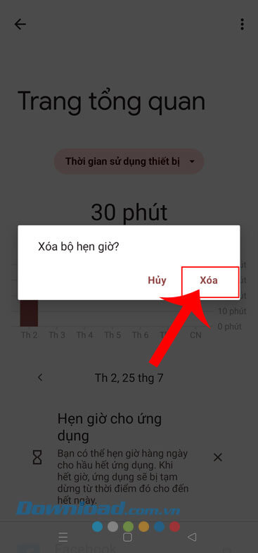 Ấn vào nút Xóa