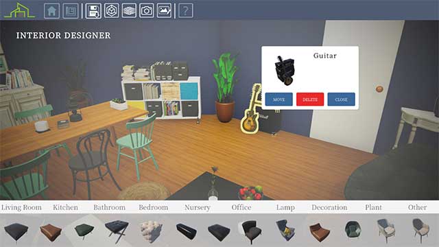 Use over 1000 different furniture and accessories to decorate your 3D room