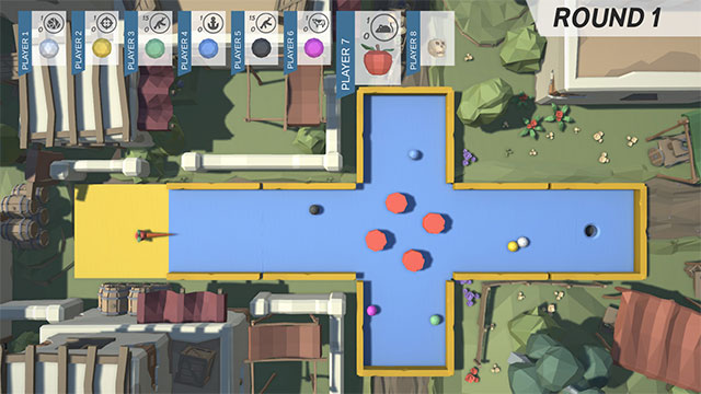Minigolf is an 8-player golf game with a perspective view top down