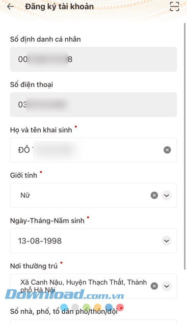 Kiểm tra lại thông tin cá nhân