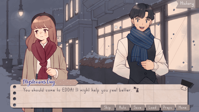 Enjoy the fascinating love story in EDDA Cafe Visual Novel novel game