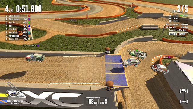 Speed ​​up, dodge, drift and or... fly to knock up opponents and continue the race in RXC