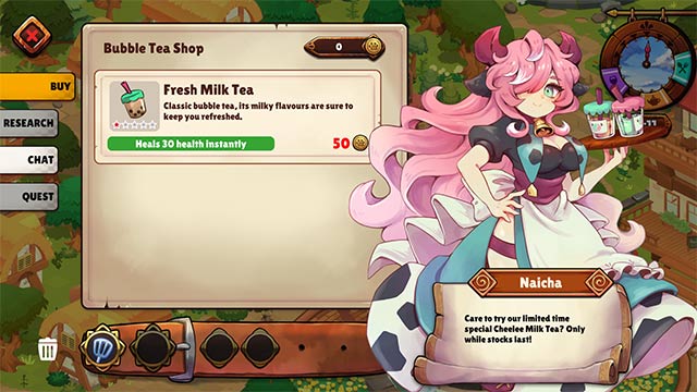 Buy a cup of bubble milk tea to recharge before going to battle