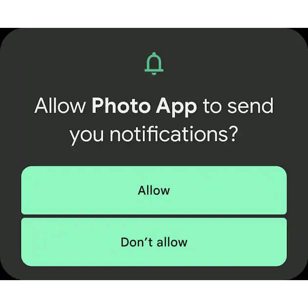 Permission to allow or deny application sending notifications