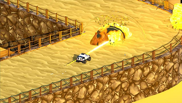 Destroy enemy racecars with super powerful weapons and mods you've unlocked