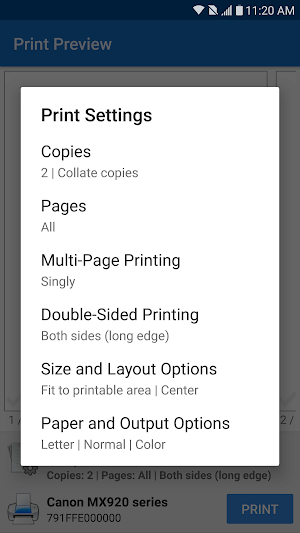 Printing options