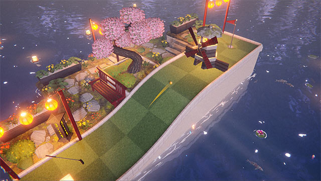 Zen Golf realistically simulates the experience of mini golf in a Japanese meditation garden