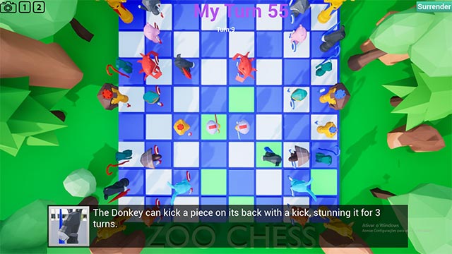 Chơi game Zoo Chess ở góc nhìn thứ 3 hoặc top-down tùy ý