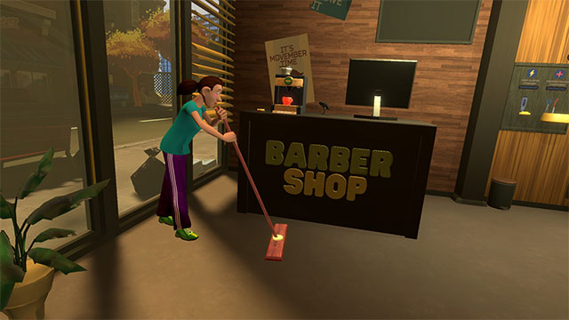 Luôn vệ sinh sạch sẽ các dụng cụ và không gian cửa hàng trong khi chơi Barbershop Simulator VR