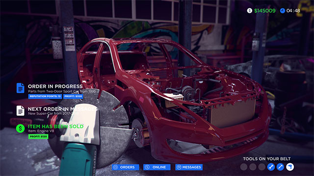 Tháo các phụ tùng, định giá và bán kiếm lời trong khi chơi Chop Shop Simulator