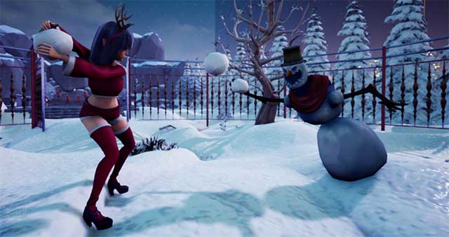  Throw snowballs at the snowmen to stop them from invading town