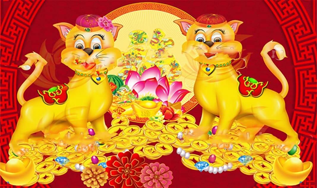 Desktop Wallpaper New Year 2023 - Golden Cat