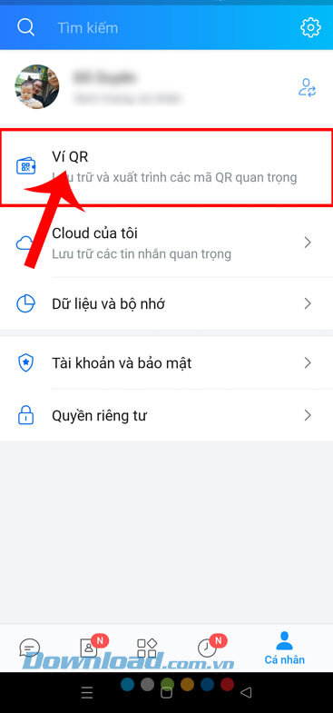 Truy cập vào ví QR