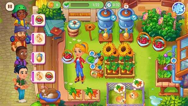 Farming Fever có các yếu tố đặc trưng của game kinh doanh, quản lý thời gian và nấu ăn