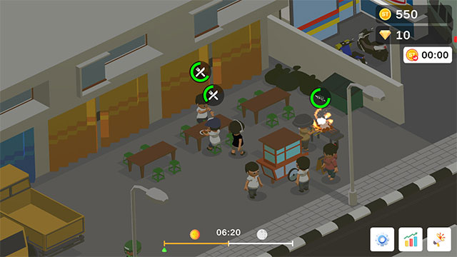 Không ngừng nâng cấp cơ sở và dịch vụ để thu hút nhiều khách hàng mới trong Asian Food Cart Tycoon game