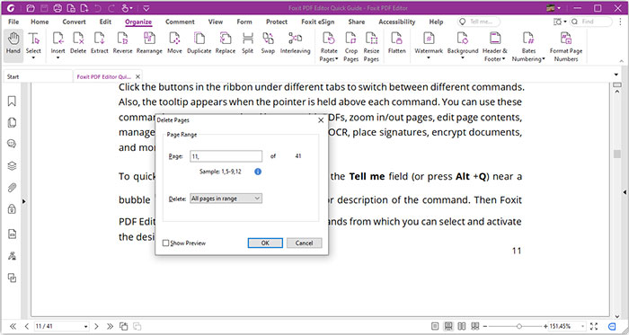 Foxit PDF Reader delete page