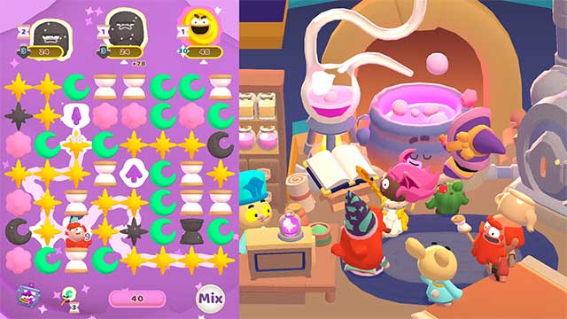 Trở thành một phù thủy giải đố match 3 dễ thương trong Puzzle Wizards