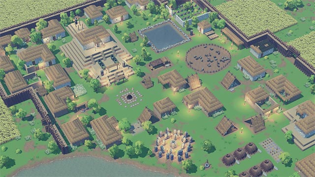 Xây dựng tháp canh, nhà cửa, các công trình để tạo ra cộng đồng mới trong Primitive Society Simulator game