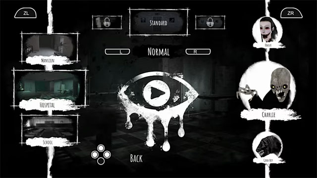 Lựa chọn cấp độ khó, môi trường và mục tiêu trong Eyes - The Horror Game