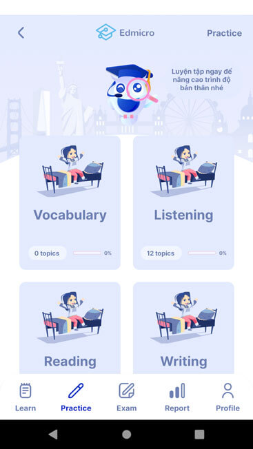 Edmicro IELTS Cho Android 1.0.27 - Ứng Dụng Luyện Thi IELTS Trực Tuyến