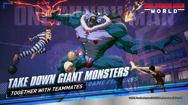 Cùng đội của mình hạ gục những con trùm to lớn, mạnh mẽ trong game One Punch Man World