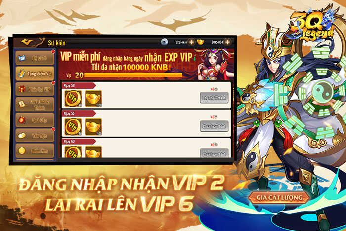 Free VIP2 chơi lai rai lên VIP6, ưu đãi vô hạn TẶNG 10 vạn KNB