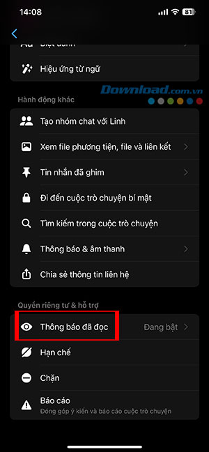 Cách tắt hiển thị thông báo Đã đọc trên Facebook Messenger Tat-thong-bao-da-doc-Messenger-2