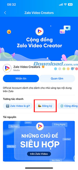 Cách đăng ký tạo kênh và xem video trên Zalo Video Zalo-Video-4