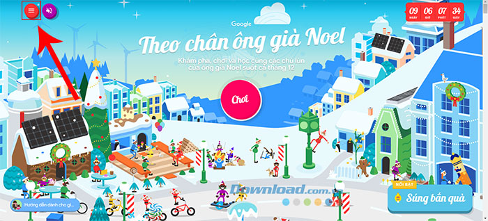 trên - Hướng dẫn chơi game Theo chân ông già Noel 2023 trên Google Google-Theo-chan-ong-gia-Noel-6