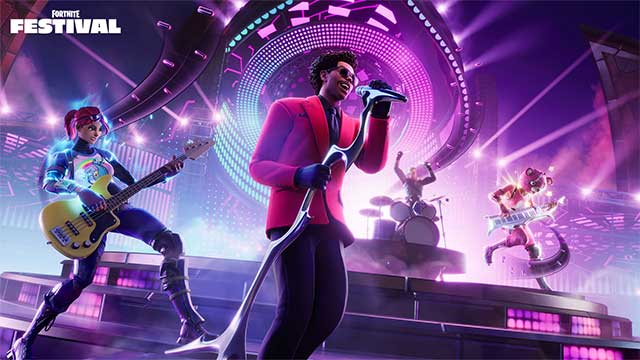 Chơi cùng ban nhạc hoặc biểu diễn solo trên sân khấu trong Fortnite Festival