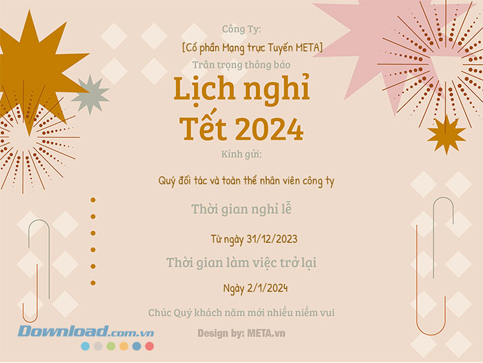 Hướng dẫn tạo thông báo nghỉ Tết Dương lịch 2024 online Tao-thong-bao-nghi-Tet-Duong-lich-2024-online-1