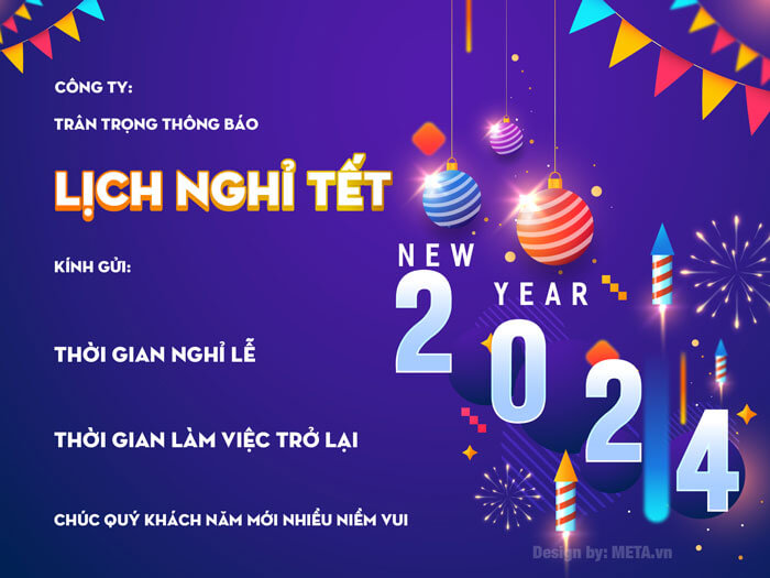 Mẫu banner thông báo nghỉ Tết 2024