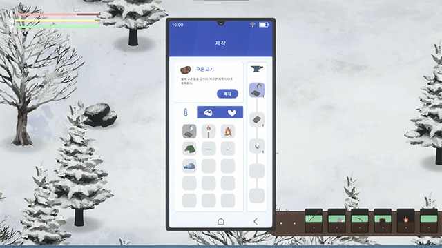 Chiếc điện thoại thông minh sẽ giúp bạn tìm tài nguyên, chế tạo và xây dựng trong Survival In Snow game
